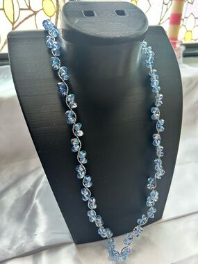 Vintage Blue Crystal Bead Necklace - Women Jewelry